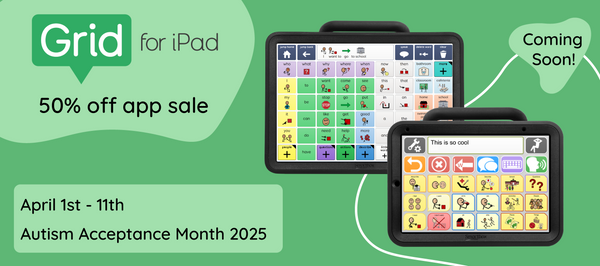 Green theme with Grid for iPad and Talk Pad Wego speech-generating devices.