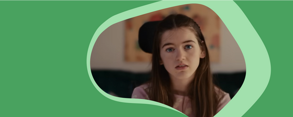 Screenshot of the main character from Out of My Mind trailer in front of a green background.