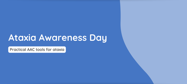 Ataxia Awareness Day promotional graphic with blue background.