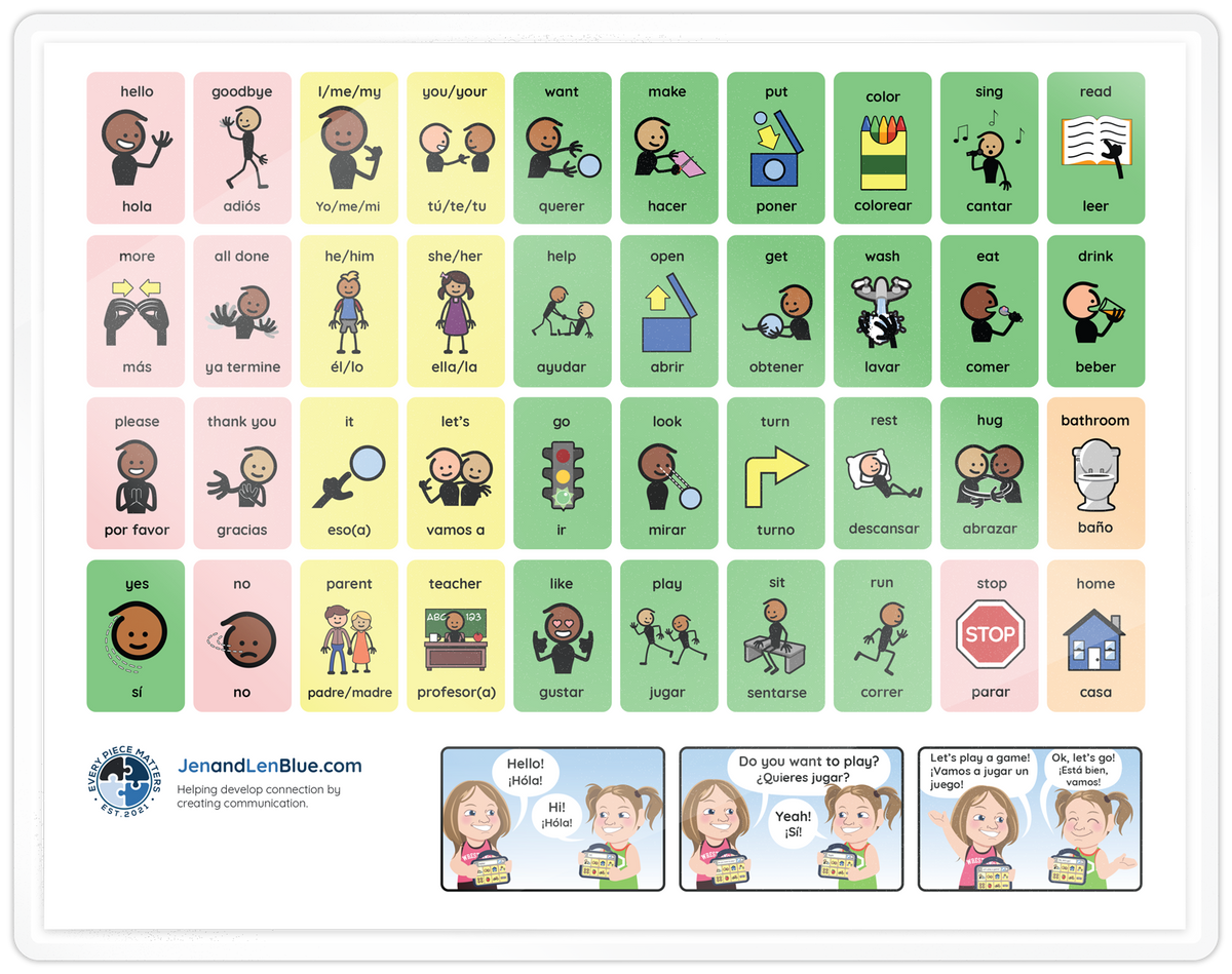 Communication Board, Laminated School, Every Piece Matters for Spanish Communication Board Free Printable