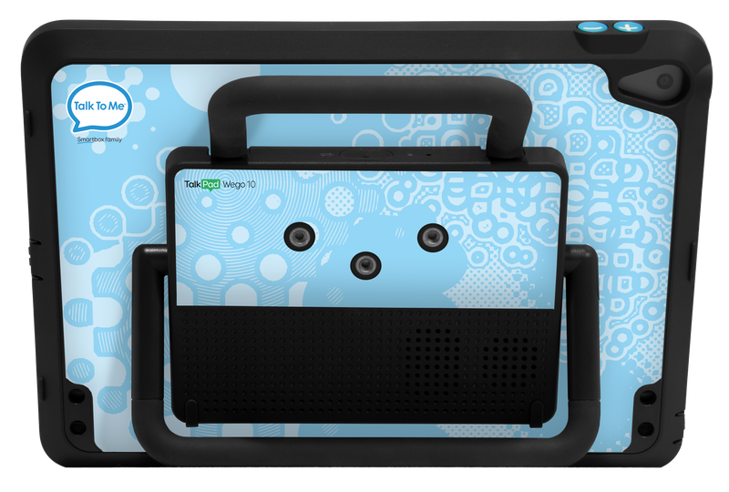 Back of Talk Pad Wego 10 with sky blue skin.