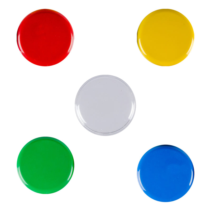 flat angle of red, yellow, white, green and blue switches